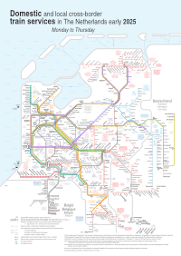 Domestic train network Netherlands Monday to Thursday