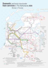 Domestic train network Netherlands Monday to Thursday