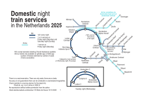 Domestic train network Netherlands night