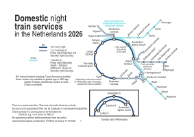 Domestic train network Netherlands night