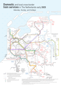 Domestic train network Netherlands Saturday and Sunday