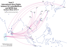 Indian Ocean North to Northeast international passgender flight route map