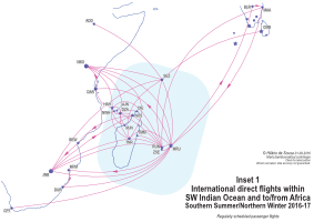 Indian Ocean Southwest international passgender flight route map