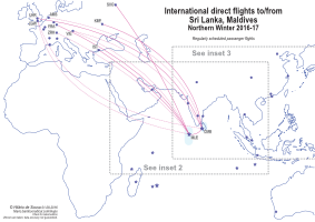 Sri Lanka Maldives international passgender flight route map